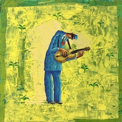 Rafał Bojdys - #RB38 - 40x40 cm "Granie w plenerze"