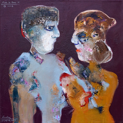 Andrzej Kasprzak, Fall in love, oil, spray, oil pastel, oil impasto, canvas, 50x50 cm / #AK10