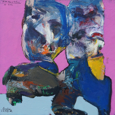 Andrzej Kasprzak, Human temptation, oil, spray, oil pastel, oil impasto, canvas, 50x50 cm / #AK19