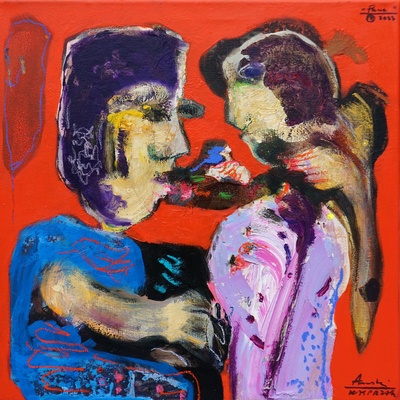 Andrzej Kasprzak, Para, oil, spray, oil pastel, oil impasto, canvas, 50x50 cm / #AK12