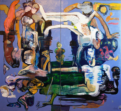 Andrzej Kasprzak Paradise lost I, oil,acrylic,enamel,oil impasto, canvas,180x200cm,2023 #AK32