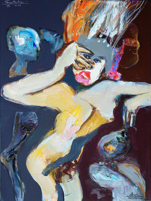 Andrzej Kasprzak Temptation IV,oil,oil pastel,canvas,80x60cm,2023 #AK25