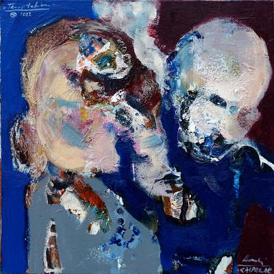 Andrzej Kasprzak, Temptation, oil, spray, oil pastel, oil impasto, canvas, 40x40 cm / #AK22