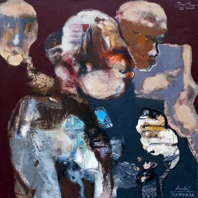 Andrzej Kasprzak, Together, oil, oil pastel, canvas, 50x50 cm / #AK13